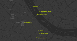 The map shows the route of the Audiowalk.